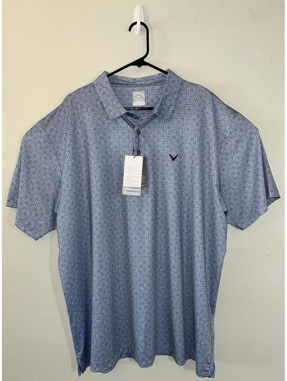 New Callaway Mens Opti-Dri Stretch Sun Protection Golf Polo Shirt Blue Sz 2XL